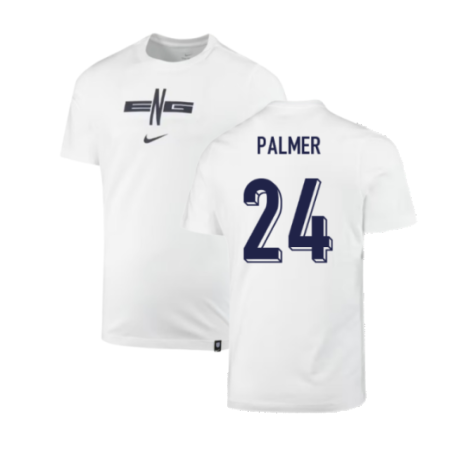 2024-2025 England Soccer T-Shirt (White) (Palmer 24)
