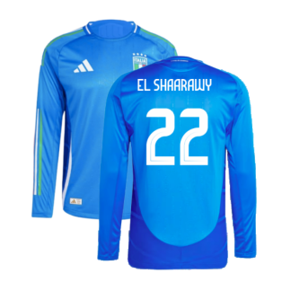 2024-2025 Italy Authentic Long Sleeve Home Shirt (EL SHAARAWY 22)