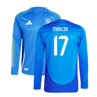 2024-2025 Italy Authentic Long Sleeve Home Shirt (MANCINI 17)