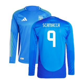 2024-2025 Italy Authentic Long Sleeve Home Shirt (SCAMACCA 9)