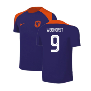 2024-2025 Netherlands Strike Training Shirt (Blue) - Kids (Weghorst 9)