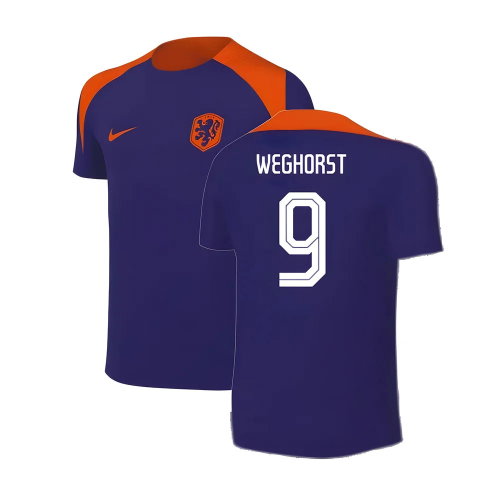 2024-2025 Netherlands Strike Training Shirt (Blue) - Kids (Weghorst 9) 2024-2025 Netherlands Strike Training Shirt (Blue) - Kids (Weghorst 9)