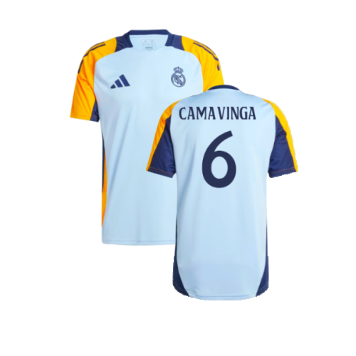 2024-2025 Real Madrid Training Shirt (Glow Blue) (Camavinga 6)