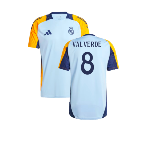 2024-2025 Real Madrid Training Shirt (Glow Blue) (Valverde 8)