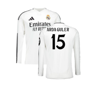 2024-2025 Real Madrid Long Sleeve Home Shirt (Arda Guler 15)