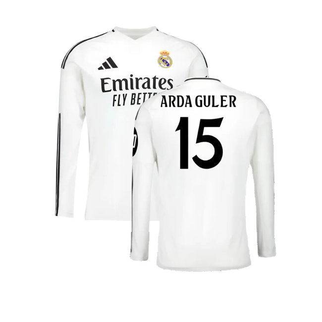 2024-2025 Real Madrid Long Sleeve Home Shirt (Arda Guler 15)