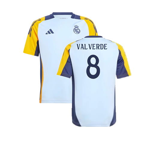2024-2025 Real Madrid Training Shirt (Glow Blue) - Kids (Valverde 8)