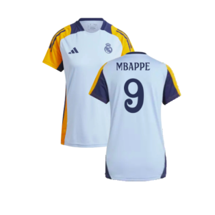 2024-2025 Real Madrid Training Shirt (Glow Blue) - Womens (Mbappe 9)