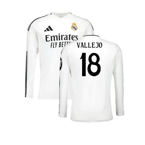 2024-2025 Real Madrid Long Sleeve Home Shirt (Vallejo 18)