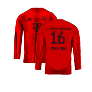 2024-2025 Bayern Munich Long Sleeve Home Shirt (Kids) (J. Palhinha 16)
