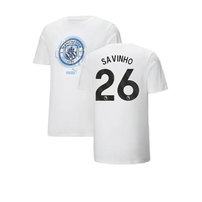 2024-2025 Man City ftblCulture Tee (White) (Savinho 26)