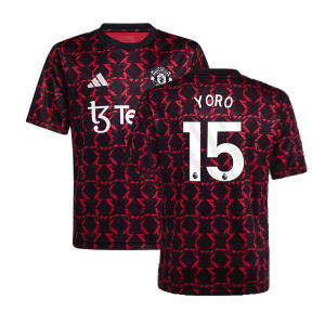 2024-2025 Man Utd Pre-Match Shirt (Black) - Kids (Yoro 15)