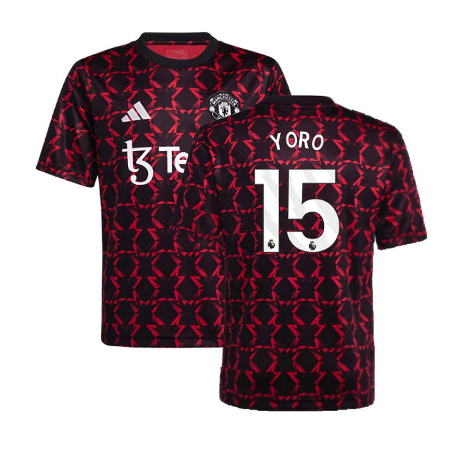 2024-2025 Man Utd Pre-Match Shirt (Black) - Kids (Yoro 15)