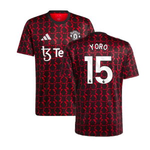 2024-2025 Man Utd Pre-Match Shirt (Black) (Yoro 15)