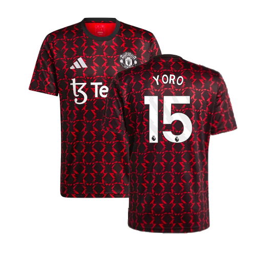 2024-2025 Man Utd Pre-Match Shirt (Black) (Yoro 15)