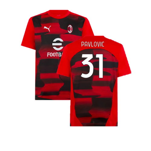 2024-2025 AC Milan Prematch SS Shirt (Red) (Pavlovic 31)