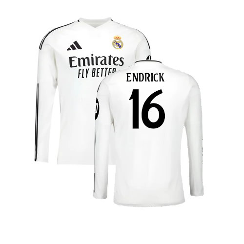 2024-2025 Real Madrid Long Sleeve Home Shirt (Endrick 16)