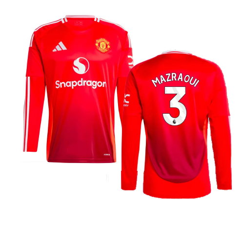 2024-2025 Man Utd Long Sleeve Home Shirt (Mazraoui 3)