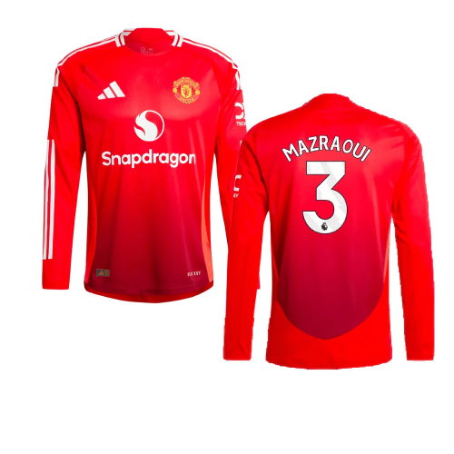 2024-2025 Man Utd Authentic Long Sleeve Home Shirt (Mazraoui 3)