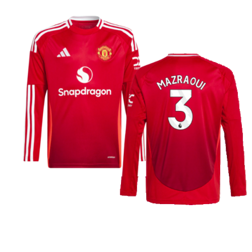 2024-2025 Man Utd Long Sleeve Home Shirt (Kids) (Mazraoui 3)