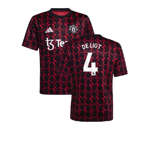 2024-2025 Man Utd Pre-Match Shirt (Black) - Kids (De Ligt 4)