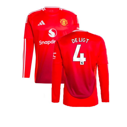 2024-2025 Man Utd Long Sleeve Home Shirt (De Ligt 4)