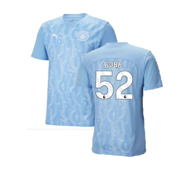2024-2025 Man City Prematch SS Shirt (Light Blue) (Bobb 52)