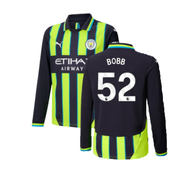 2024-2025 Man City Away Long Sleeve Shirt (Kids) (Bobb 52)