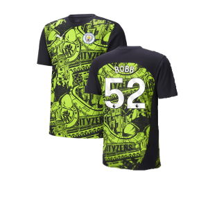 2024-2025 Man City Pre-Match Shirt (Yellow Glow) (Bobb 52)