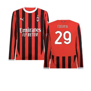 2024-2025 AC Milan Home Long Sleeve Shirt (Fofana 29)