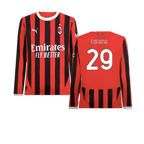 2024-2025 AC Milan Home Long Sleeve Shirt (Fofana 29)