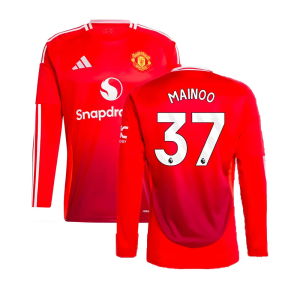 2024-2025 Man Utd Long Sleeve Home Shirt (Mainoo 37)