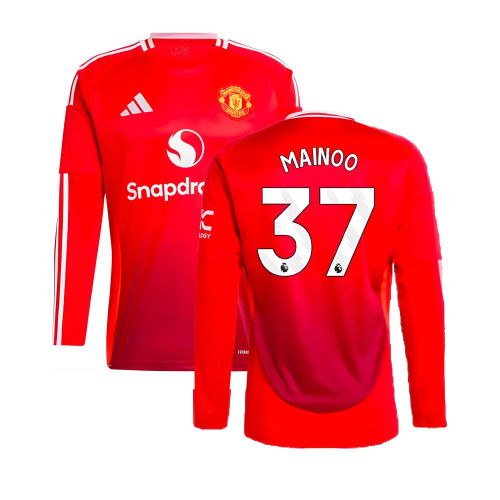 2024-2025 Man Utd Long Sleeve Home Shirt (Mainoo 37)