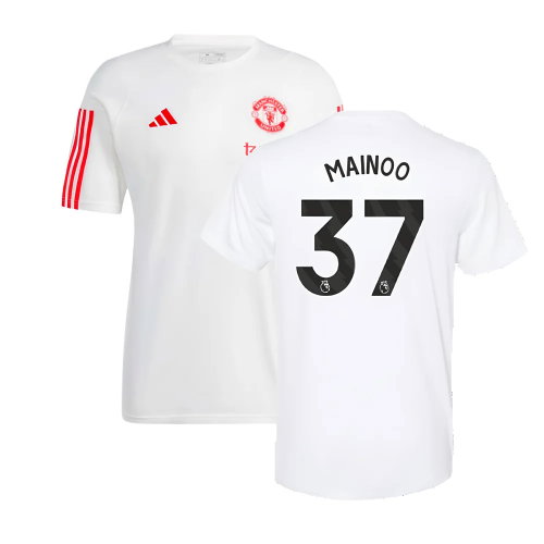 2023-2024 Man Utd Training Tee (White) (Mainoo 37)