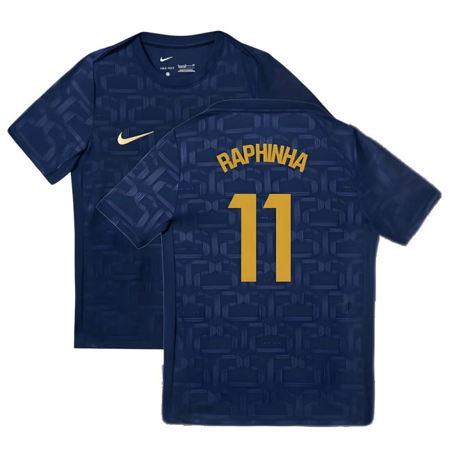 2024-2025 Barcelona Pre-Match Training Shirt (Navy) - Kids (Raphinha 11)