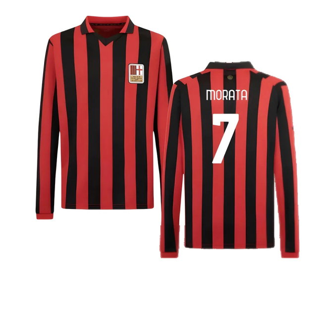 AC Milan 125th Authentic Shirt LS (Black-Red) (Morata 7)