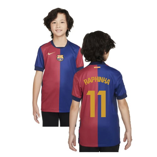 2024-2025 Barcelona Home Shirt (Sponsorless) - Kids (Raphinha 11)