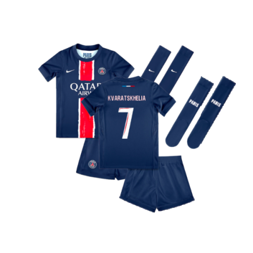 2024-2025 PSG Paris Saint Germain Home Mini Kit (Kvaratskhelia 7)