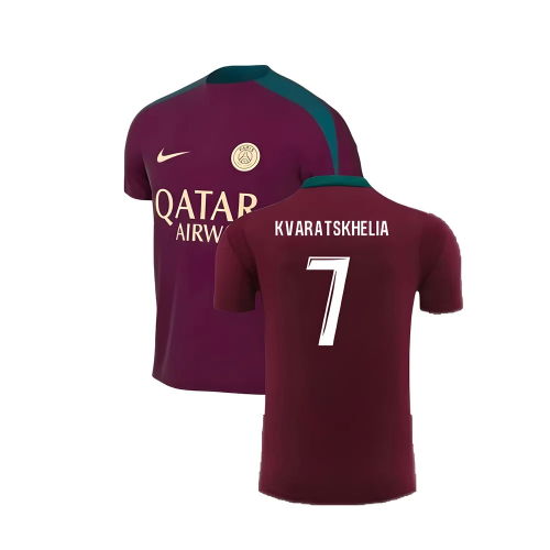 2024-2025 PSG Strike Dri-Fit Training Shirt (Bordeaux) - Kids (Kvaratskhelia 7)