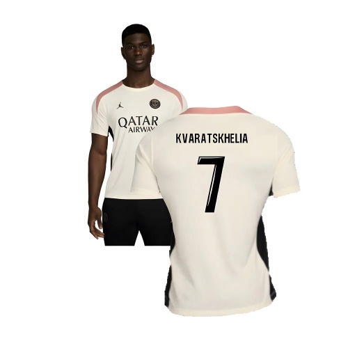 2024-2025 PSG Strike Dri-FIT Training Shirt (White) (Kvaratskhelia 7)
