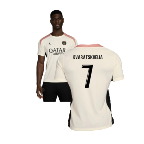 2024-2025 PSG Strike Dri-FIT Training Shirt (White) (Kvaratskhelia 7)