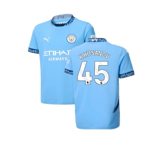 2024-2025 Man City Home Shirt (Kids) (Khusanov 45)