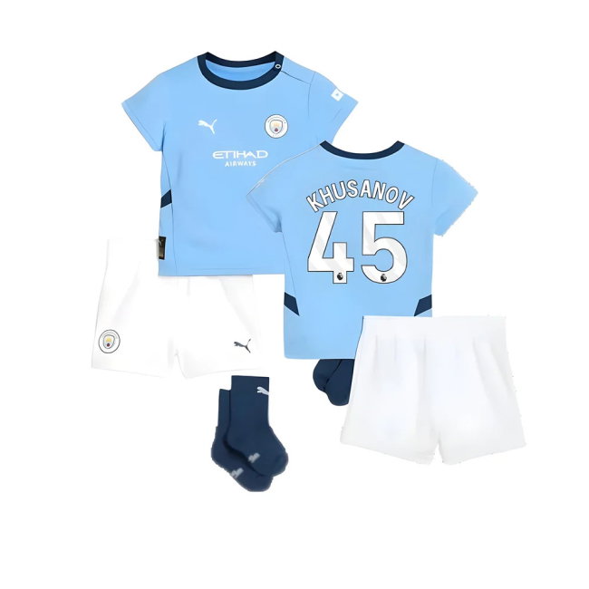 2024-2025 Man City Home Baby Kit (Khusanov 45)
