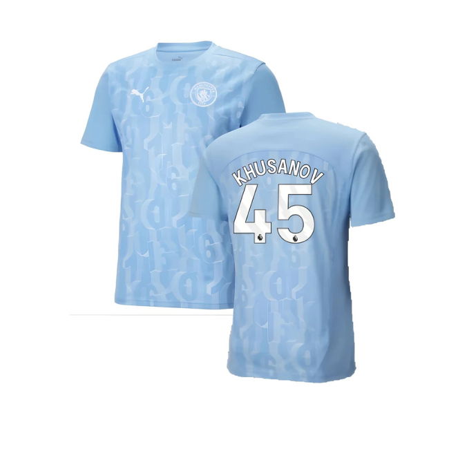 2024-2025 Man City Prematch SS Shirt (Light Blue) (Khusanov 45)