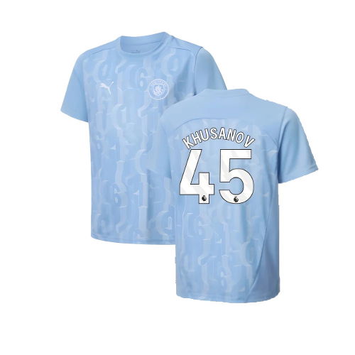 2024-2025 Man City Prematch SS Shirt (Light Blue) - Kids (Khusanov 45)