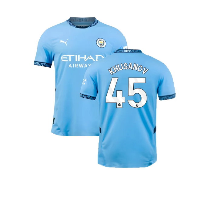 2024-2025 Man City Home Authentic Shirt with packaging (Khusanov 45)
