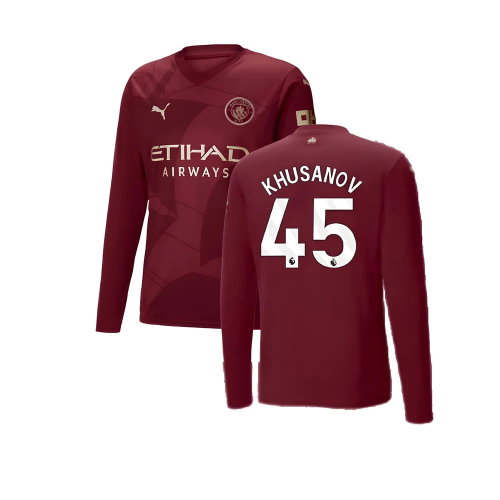 2024-2025 Man City Third Long Sleeve Shirt (Khusanov 45)