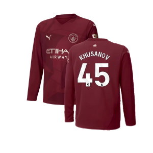 2024-2025 Man City Third Long Sleeve Shirt (Kids) (Khusanov 45)