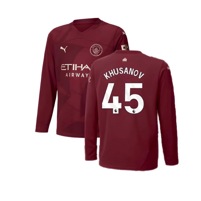 2024-2025 Man City Third Long Sleeve Shirt (Kids) (Khusanov 45)