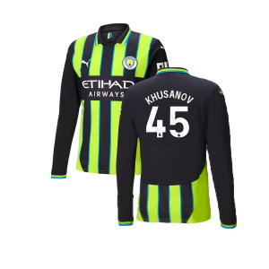 2024-2025 Man City Away Long Sleeve Shirt (Khusanov 45)